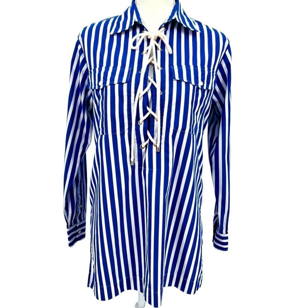 Lauren Ralph Lauren Top Blouse Striped 100% Cotton - Picture 2 of 8